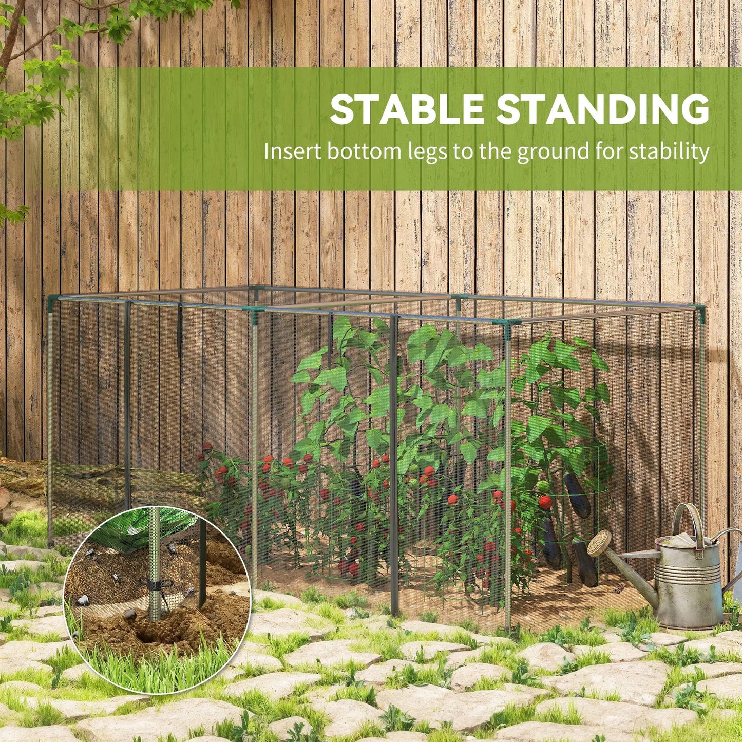 Galvanized Steel Crop Cage, Plant Protection Tent, 8' x 4', Black