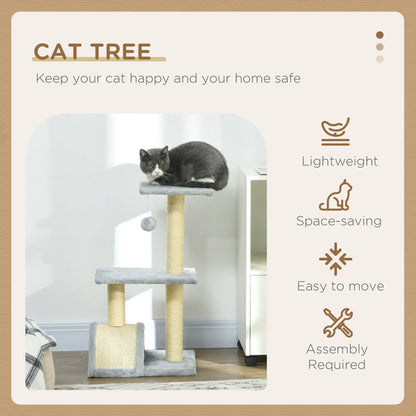 28" Cat Tree, Scratching Post, Pad, Toy Ball, Light Grey Cat Posts at Gallery Canada