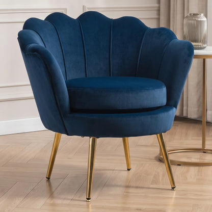 Modern Accent Chair, Velvet Fabric, Gold Metal Legs, Blue Accent Chairs at Gallery Canada
