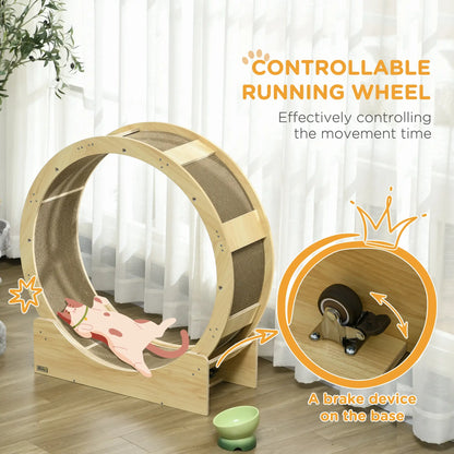 36" Cat Wheel, Indoor, Brake, Scratching Pads, Oak Cat Trees at Gallery Canada