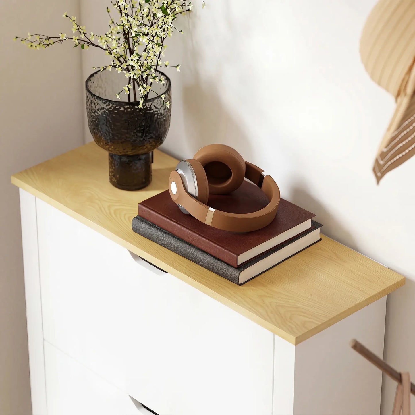 Shoe Storage Cabinet, 3 Flip Drawers, Adjustable Shelves, 9-18 Pairs, White Shoe Storage Cabinets & Racks at Gallery Canada
