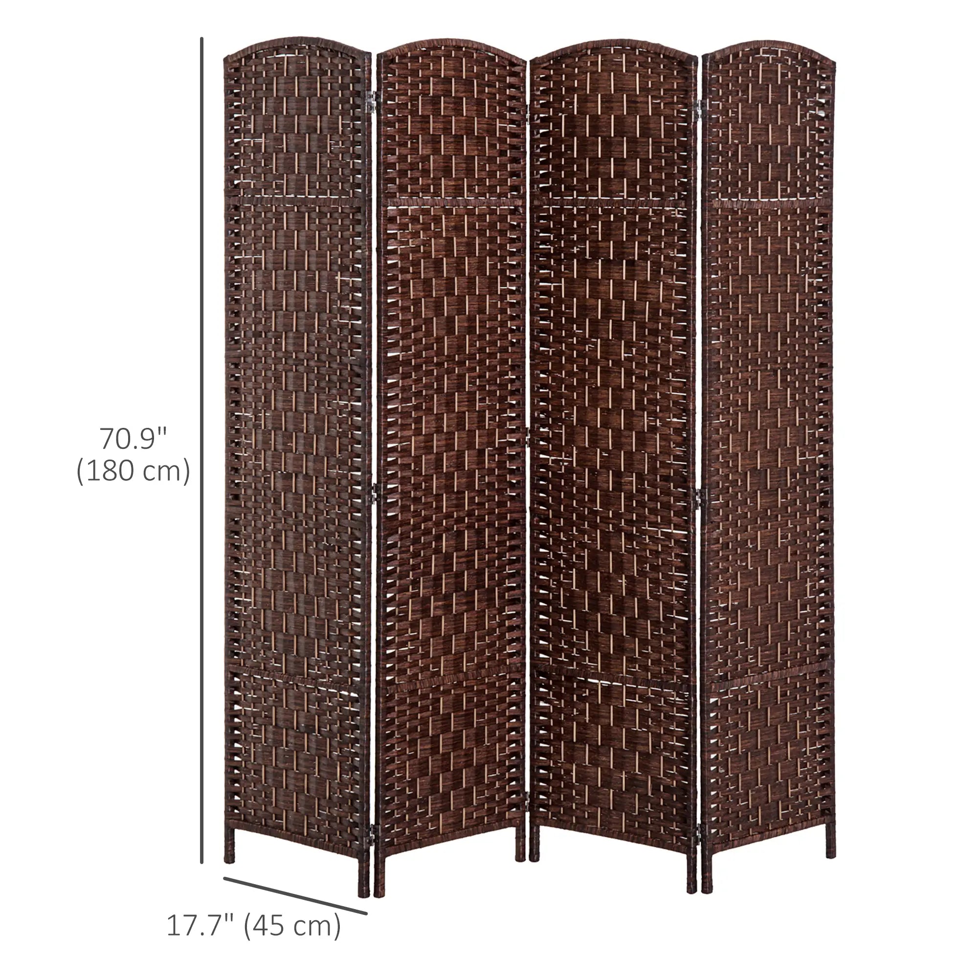 6ft Folding Room Divider, 4 Panel Wooden Frame, Brown Room Dividers at Gallery Canada