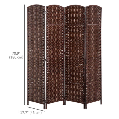 6ft Folding Room Divider, 4 Panel Wooden Frame, Brown Room Dividers at Gallery Canada
