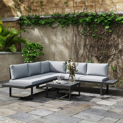 4 Piece Outdoor Patio Furniture Set, 5 Level Reclining Garden Corner Sofa Patio Furniture Sets at Gallery Canada