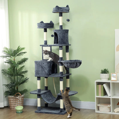 81" Large Cat Tree, Scratching Posts, Condos, Beds, Hammocks, Dark Grey Cat Towers at Gallery Canada