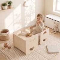 Ensemble de table et chaise pour enfants Montessori, hauteurs à 3 niveaux, naturel