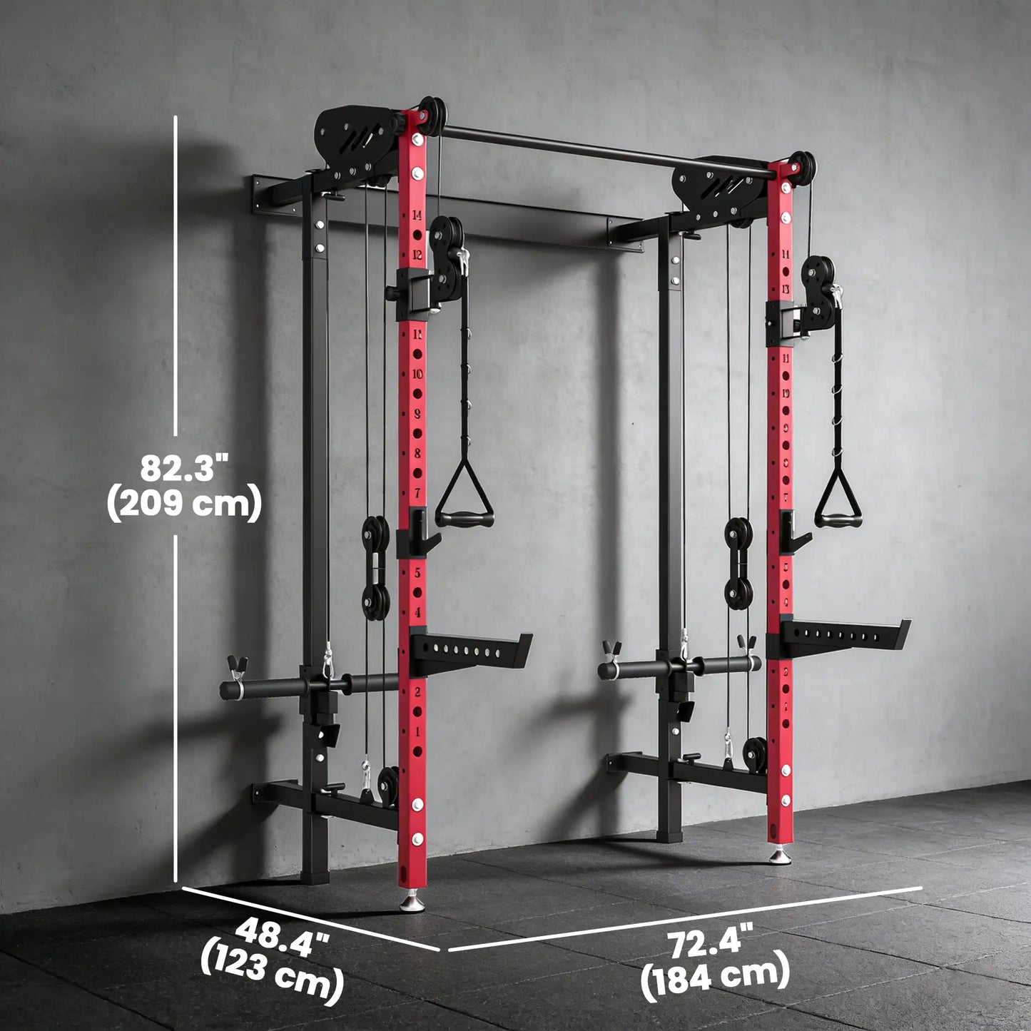 Foldable Power Cage With Pull-Up Bar, Cable Pulley System, 1540 Lbs