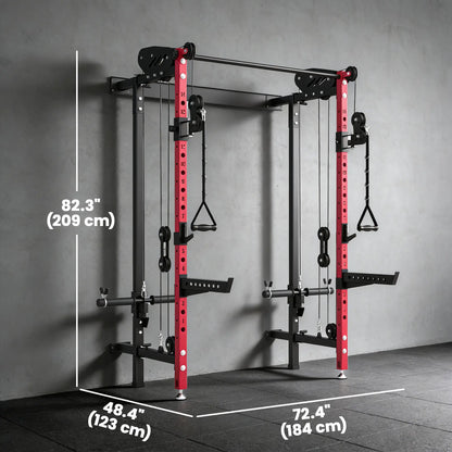 Foldable Power Cage With Pull-Up Bar, Cable Pulley System, 1540 Lbs