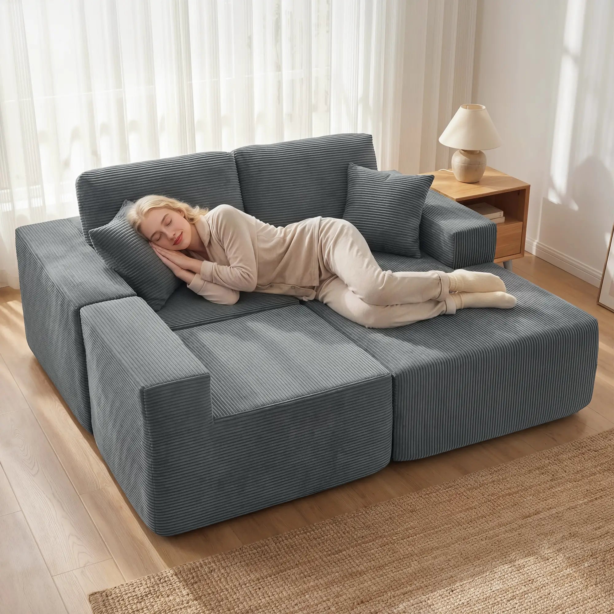 Modular Sectional Sofa Bed, L Shaped Couch, Dark Grey 3-Seater Sofas at Gallery Canada