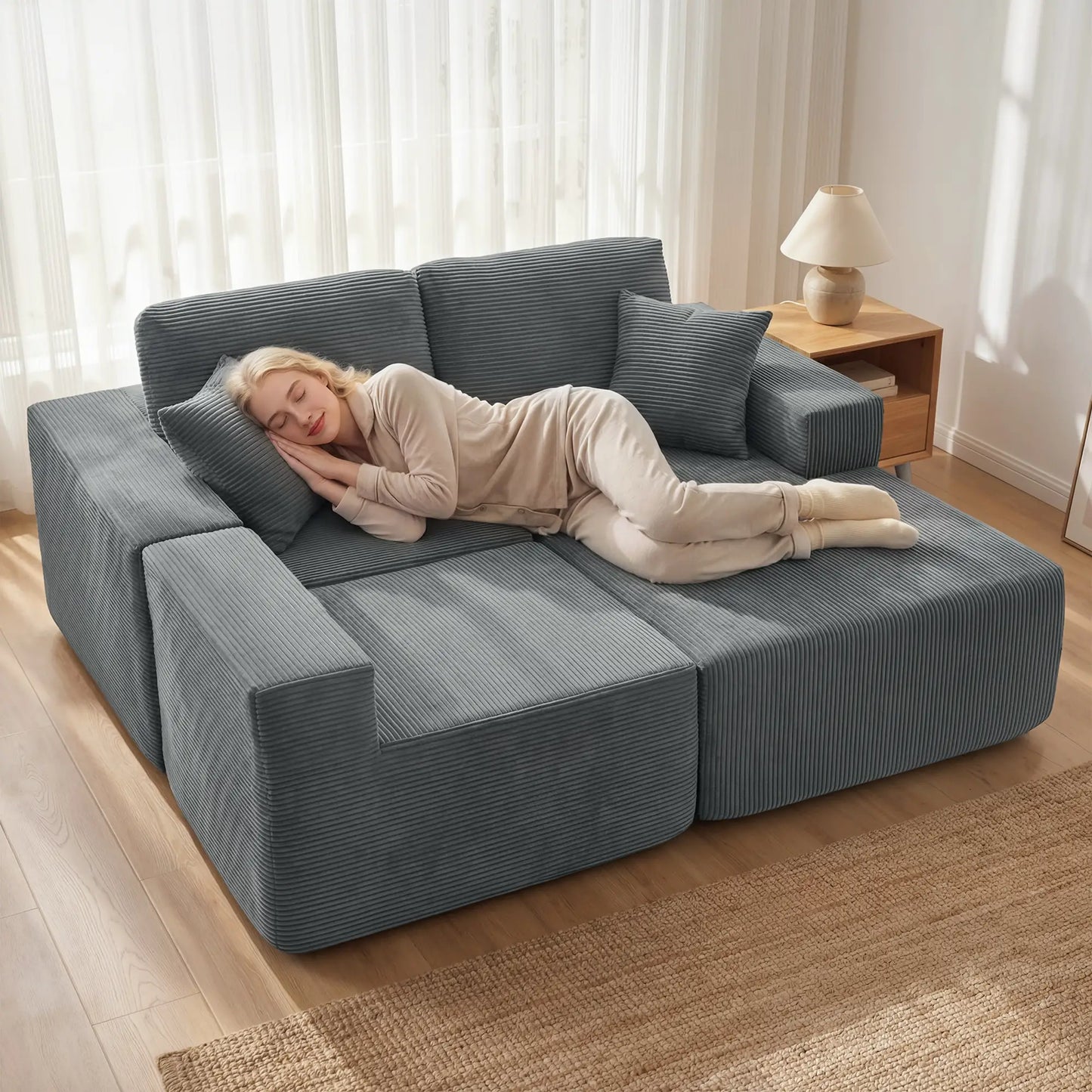 Modular Sectional Sofa Bed, L Shaped Couch, Dark Grey 3-Seater Sofas at Gallery Canada
