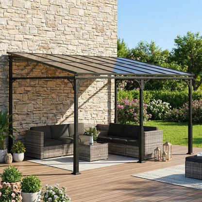 13' x 10' Lean-To Gazebo, Hardtop Wall Mounted Outdoor Pergola Pergolas at Gallery Canada