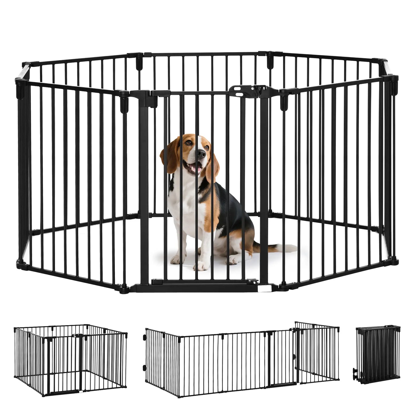 8-Panel Dog Safety Gate, Steel Fence, Black Houses, Kennels & Pens Black at Gallery Canada