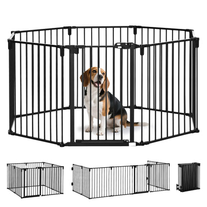 8-Panel Dog Safety Gate, Steel Fence, Black Houses, Kennels & Pens Black at Gallery Canada