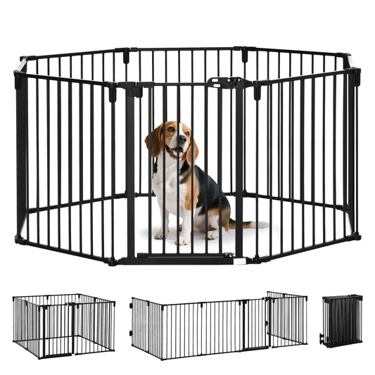 8-Panel Dog Safety Gate, Steel Fence, Black Houses, Kennels & Pens Black at Gallery Canada