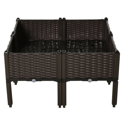 4-Piece Raised Garden Bed, PP Flower Bed, Stackable Vegetable Herb Grow Box Elevated Garden Beds at Gallery Canada