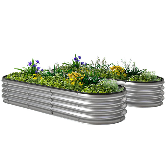 2Pcs Galvanized 6x2x1 ft Raised Garden Bed, Silver Galvanized Planter Boxes Silver at Gallery Canada