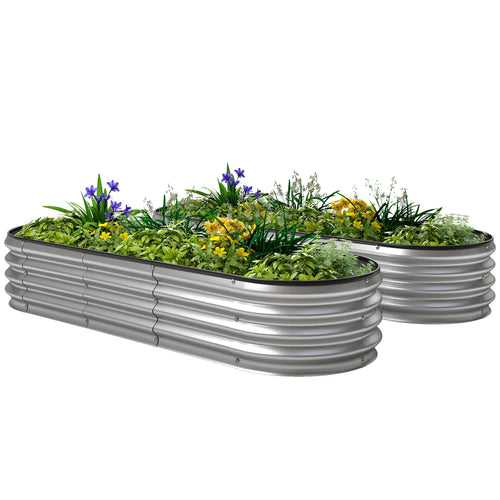 2Pcs Galvanized 6x2x1 ft Raised Garden Bed, Silver