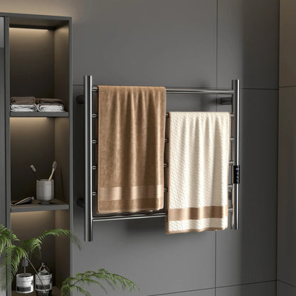 Stainless Steel Smart WiFi Towel Warmer, Wall Mounted, 6 Bars, Adjustable Temperature, Silver Bath Accessories at Gallery Canada