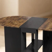 Folding Dining Table, Drop Leaf Design, 2 Shelves, 120cm, Rustic Brown, Brown