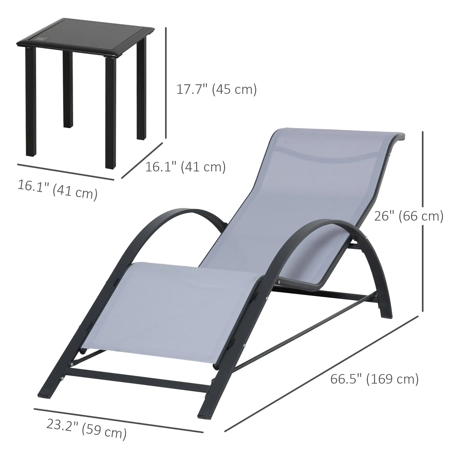 3-Piece Outdoor Lounge Set, 2 S-Chairs, Glass Table, Light Grey Lounger Chairs at Gallery Canada