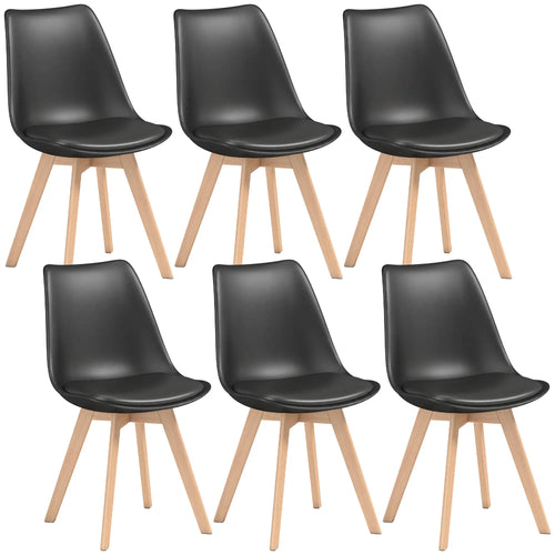 Modern Dining Table Chairs Set Of 6, Rubber Wood Kitchen Table Chairs