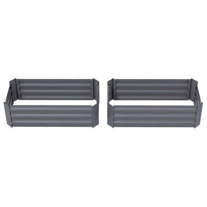 Steel Raised Garden Bed Set, Elevated Planter Box, 39"x20"x12", Dark Grey Galvanized Planter Boxes Dark Grey at Gallery Canada