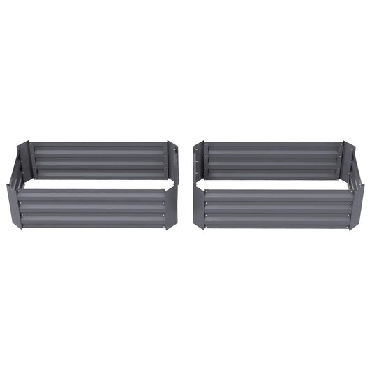 Steel Raised Garden Bed Set, Elevated Planter Box, 39"x20"x12", Dark Grey Galvanized Planter Boxes Dark Grey at Gallery Canada
