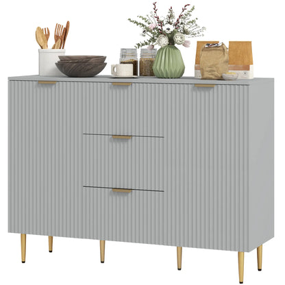 Modern Kitchen Storage Cabinet, 3 Drawers, Adjustable Shelves, Grey Bar Cabinets Grey at Gallery Canada