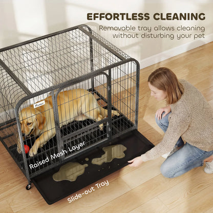 43 Inch Heavy Duty Dog Crate, Extra Large Metal Cage With Lockable Wheels Dog Cages & Crates at Gallery Canada