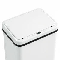 Poubelle automatique de 50 L, couvercle à fermeture douce, acier inoxydable, blanc