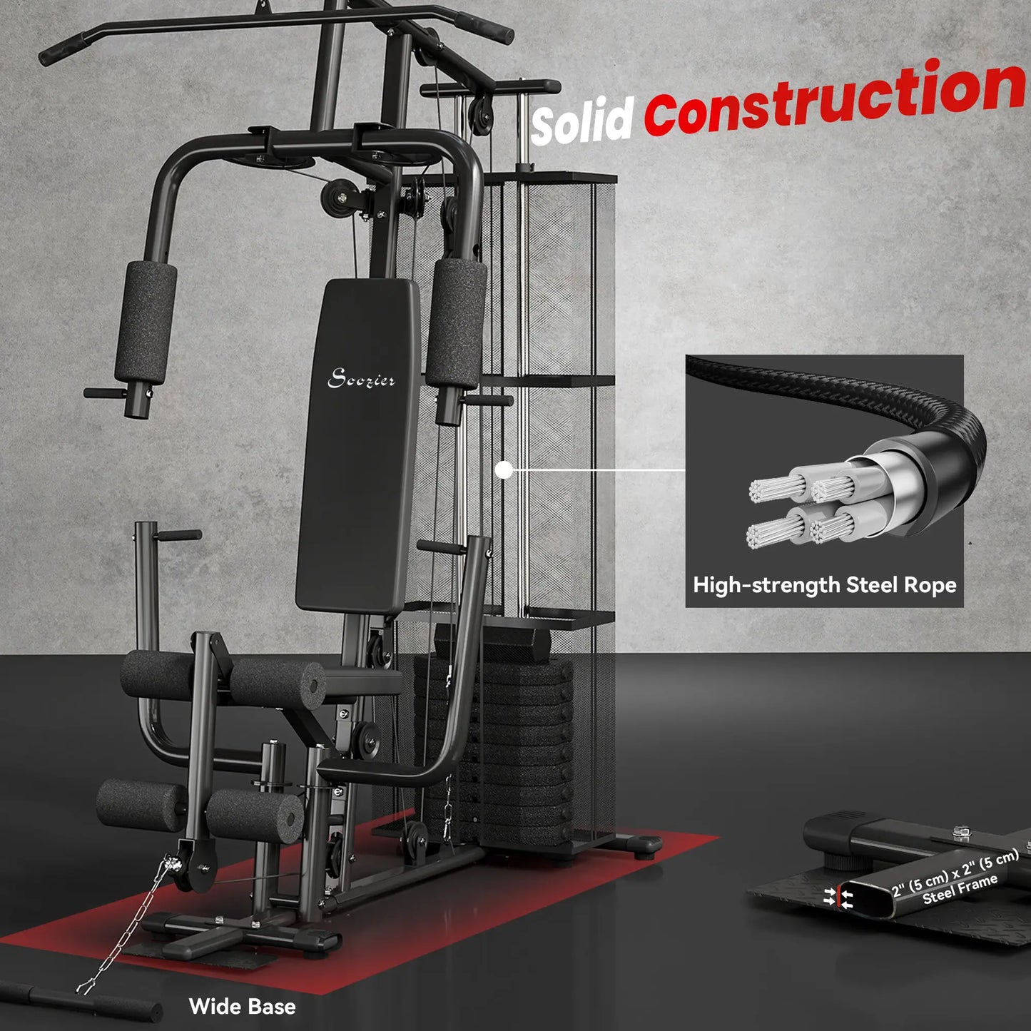 Multifunction Home Gym, 100Lbs Weight Stack, Lat Pulldown, Leg Extensions, Black Power Towers at Gallery Canada