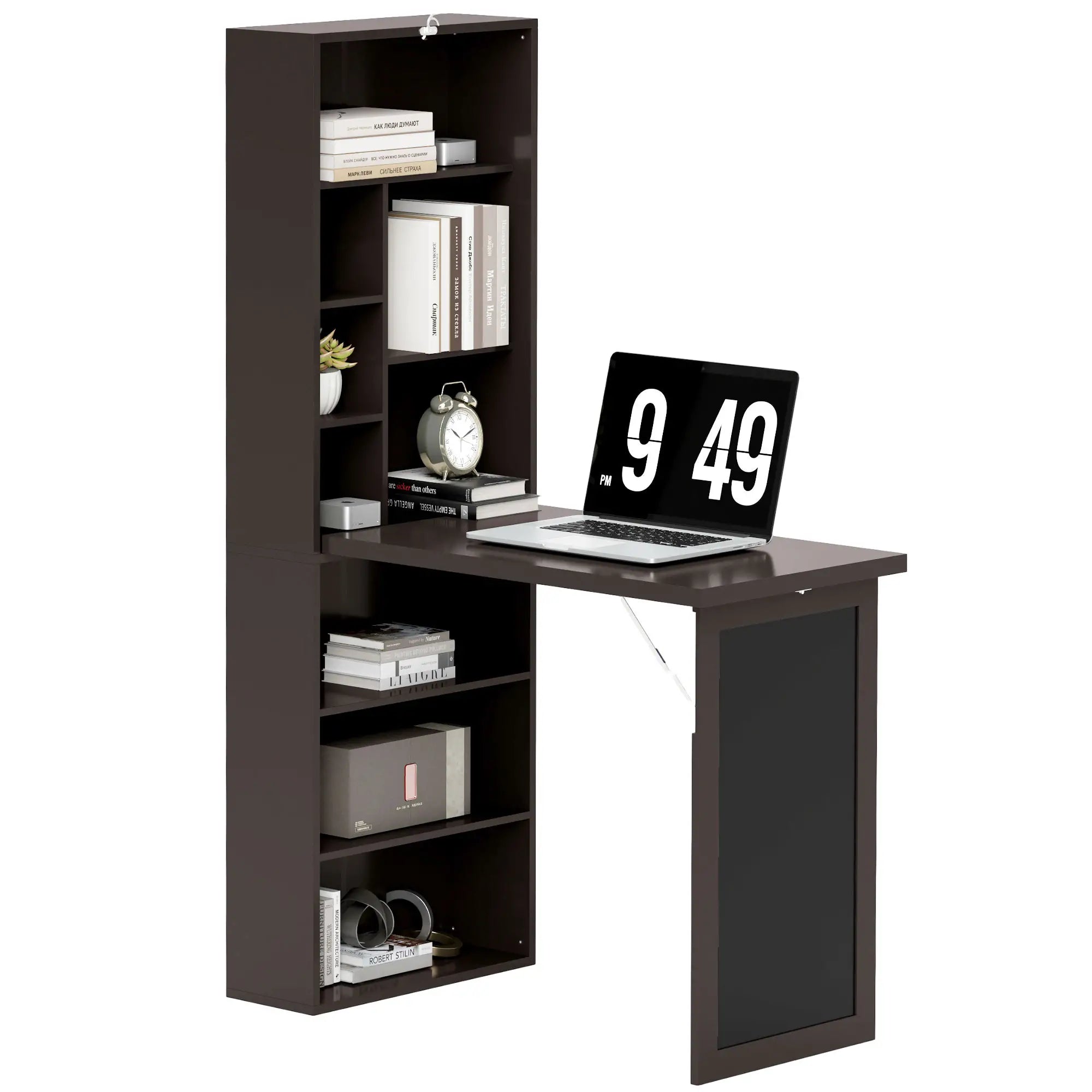 Fold-Out Convertible Office Desk, Wall Mount Computer Desk, Brown Writing Desks at Gallery Canada