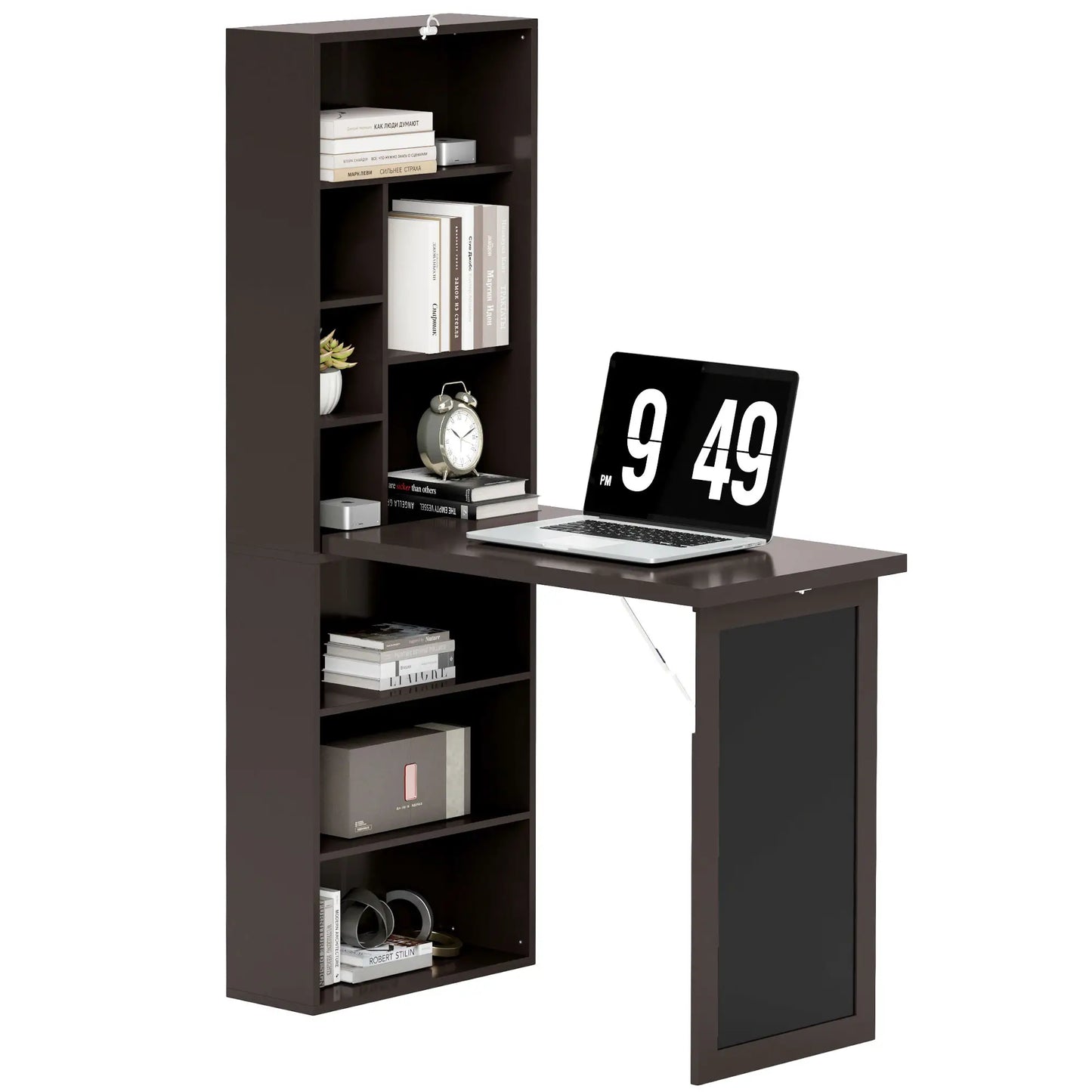 Fold-Out Convertible Office Desk, Wall Mount Computer Desk, Brown Writing Desks at Gallery Canada