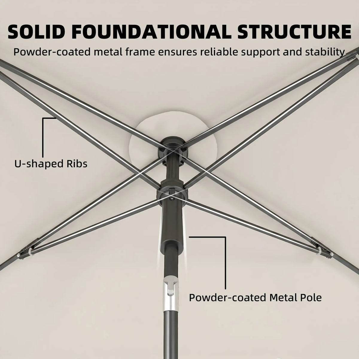 6' x 4' Beige Rectangular Patio Umbrella with Tilt Crank, Beige Sun Umbrellas at Gallery Canada