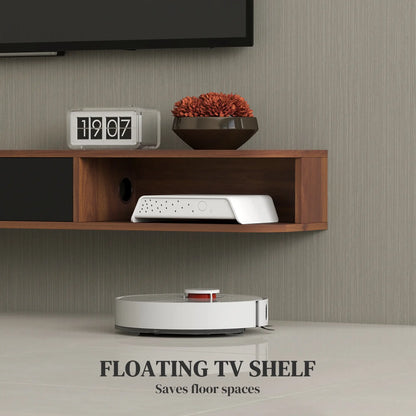 71" Floating TV Stand, Wall Mounted Media Console, Flip Drawer, 2 Open Shelves, Walnut TV Stands at Gallery Canada