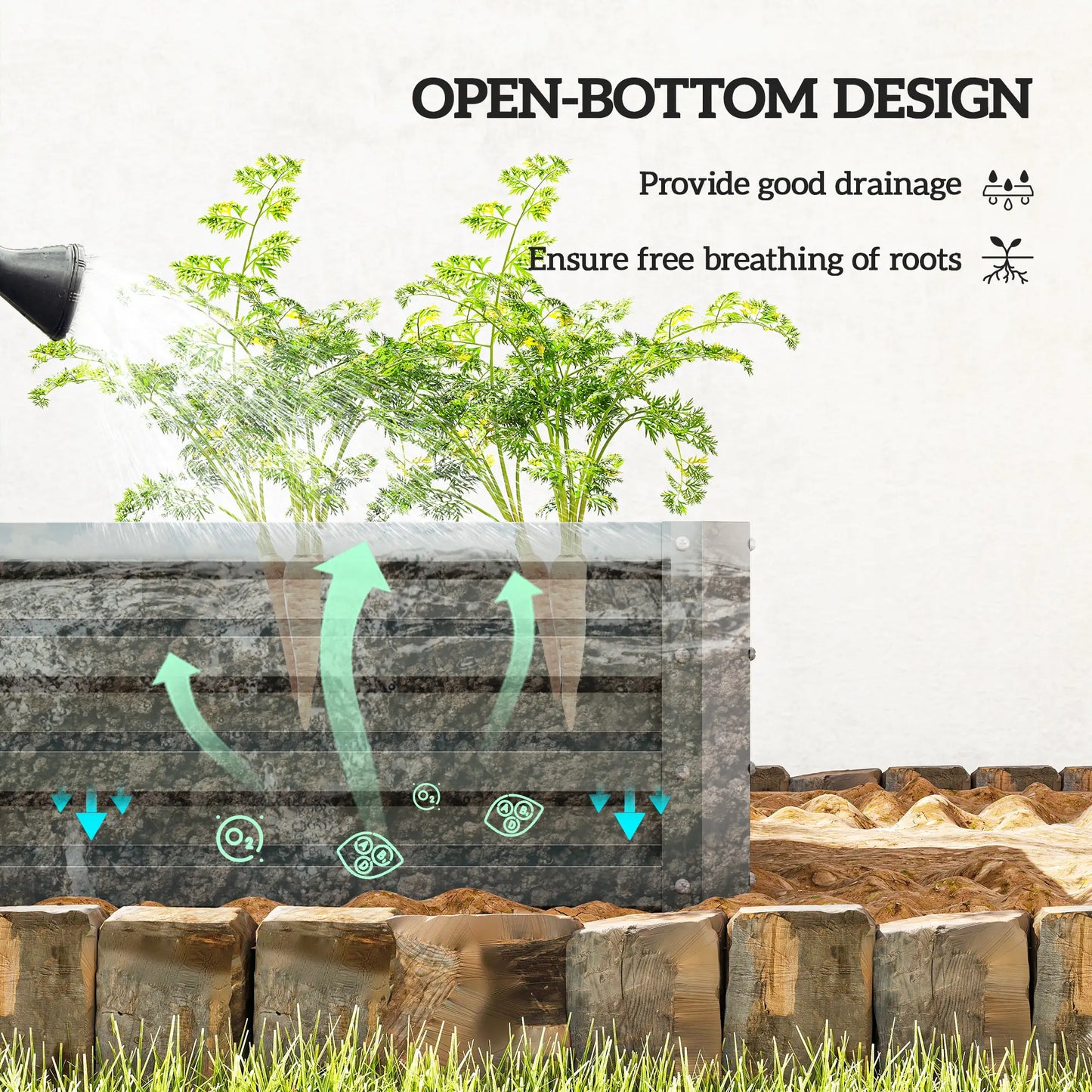 Galvanized Raised Garden Beds, Outdoor Planter Box, Set of 2, Dark Grey Galvanized Planter Boxes at Gallery Canada