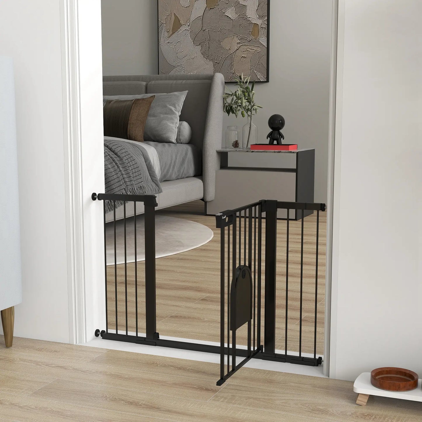30"-52" Extra Wide Pet Gate, Small Door, 30"H, Black Houses, Kennels & Pens at Gallery Canada