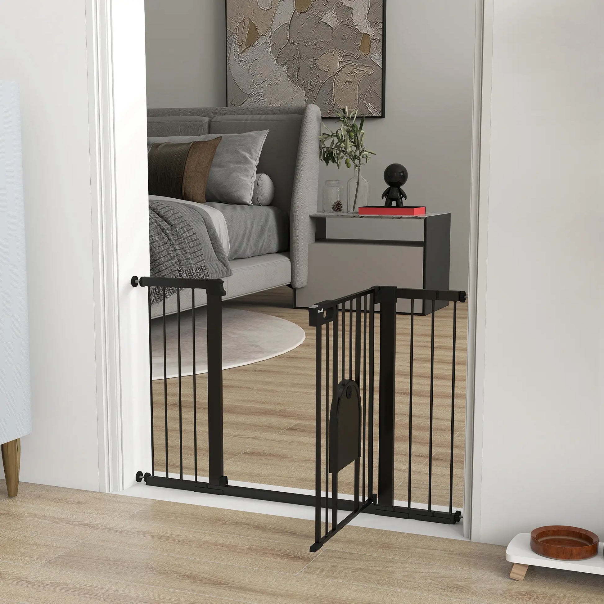 30"-52" Extra Wide Pet Gate, Small Door, 30"H, Black Houses, Kennels & Pens at Gallery Canada