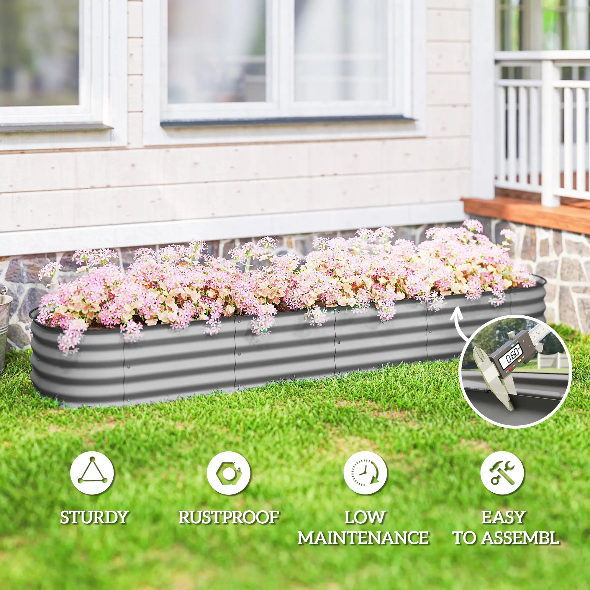 7.9 x 2 x 1ft Galvanized Raised Garden Bed, Metal Planter Box, Silver Galvanized Planter Boxes at Gallery Canada