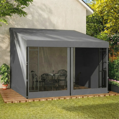 10' x 10' Wall Pergola, Outdoor Gazebo With Curtains, Dark Grey Pergolas at Gallery Canada