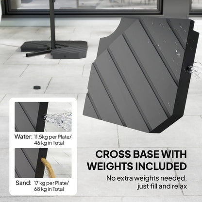9.7 ft Offset Patio Umbrella, Water Sand Fillable Weights, Dark Grey Offset Cantilever Umbrellas at Gallery Canada