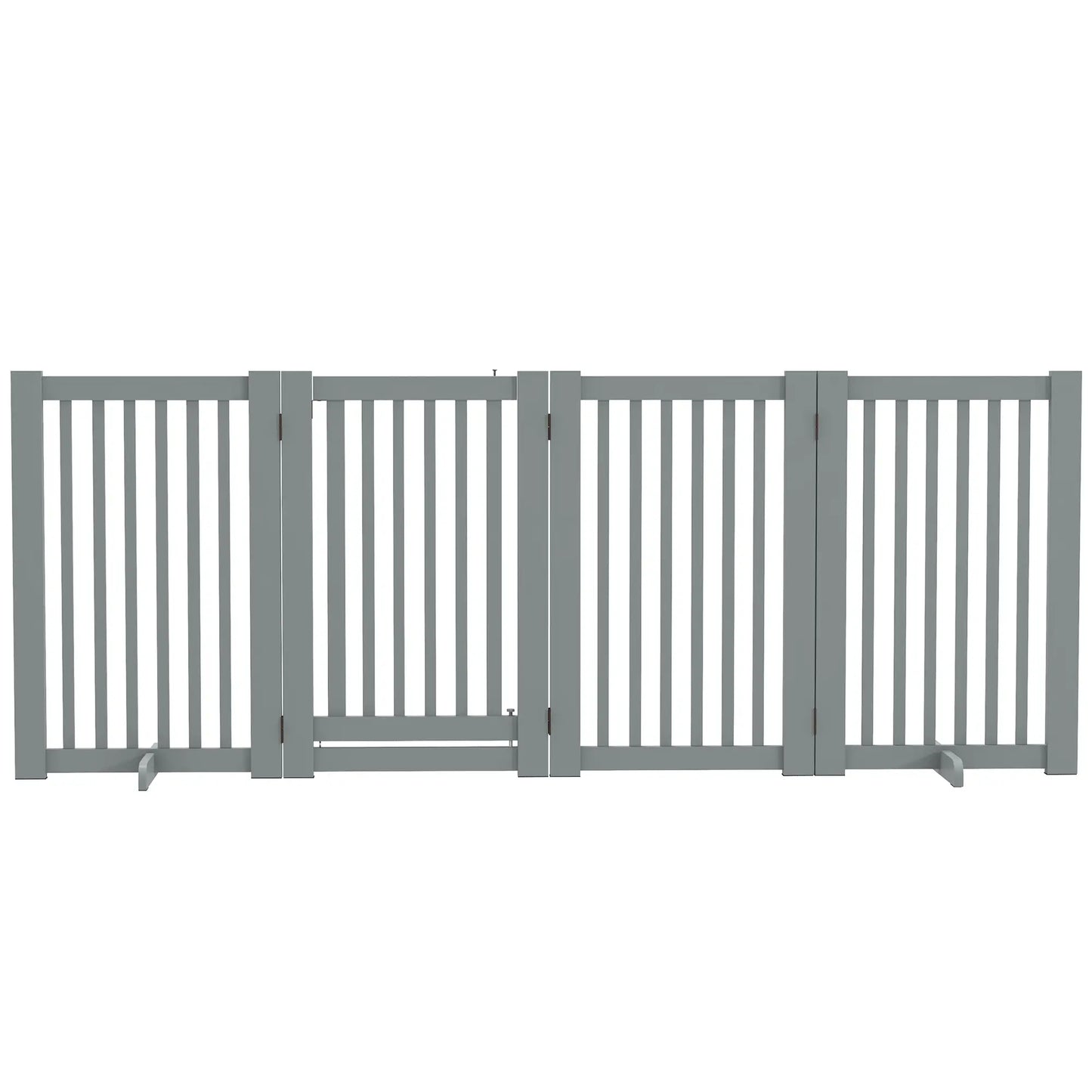 4 Panel Wooden Pet Gate, Free Standing, Open Door, Light Grey Houses, Kennels & Pens Light Grey at Gallery Canada