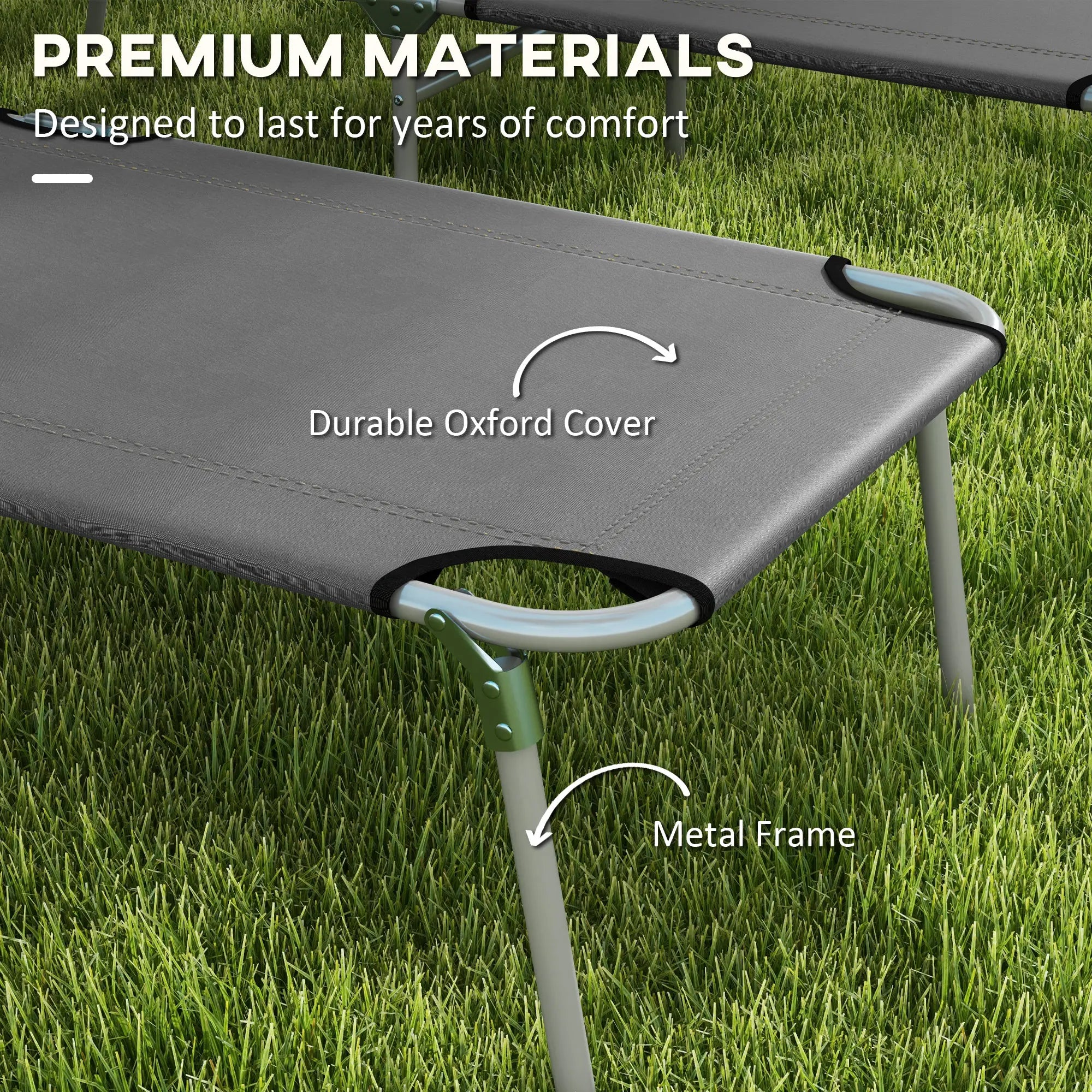 Outdoor Lounge Chair, Adjustable Folding Chaise With Sun Shade, Grey Lounger Chairs at Gallery Canada