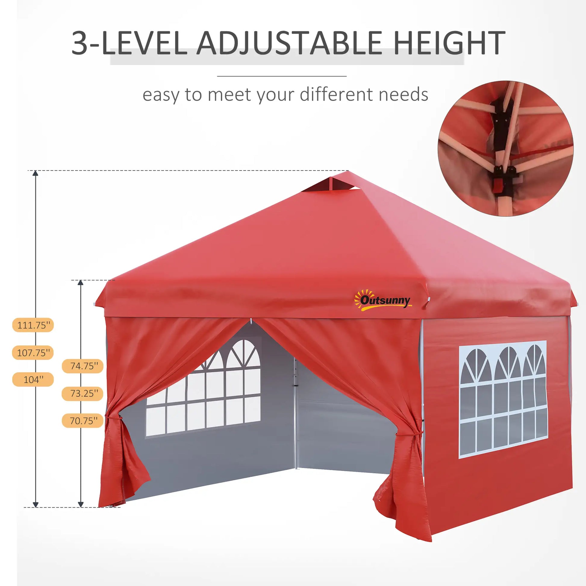 10' x 10' Pop Up Canopy Tent, Instant Sun Shelter, Red Pop Up Canopies at Gallery Canada