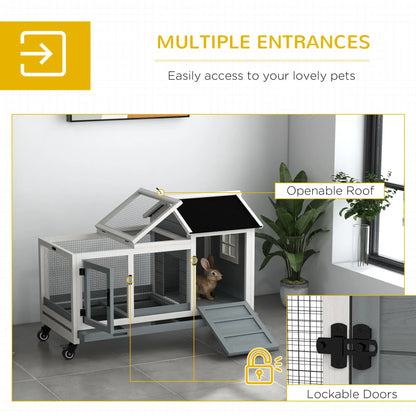 Rabbit Cage With Wheels, Ramp, Run, Tray, Indoor Outdoor, Grey Rabbit Hutch at Gallery Canada