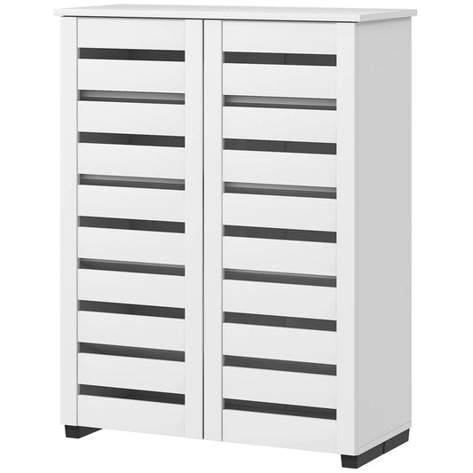 Shoe Storage Cabinet, 2 Slatted Doors, Holds 15 Pairs, White Shoe Storage Cabinets & Racks White at Gallery Canada