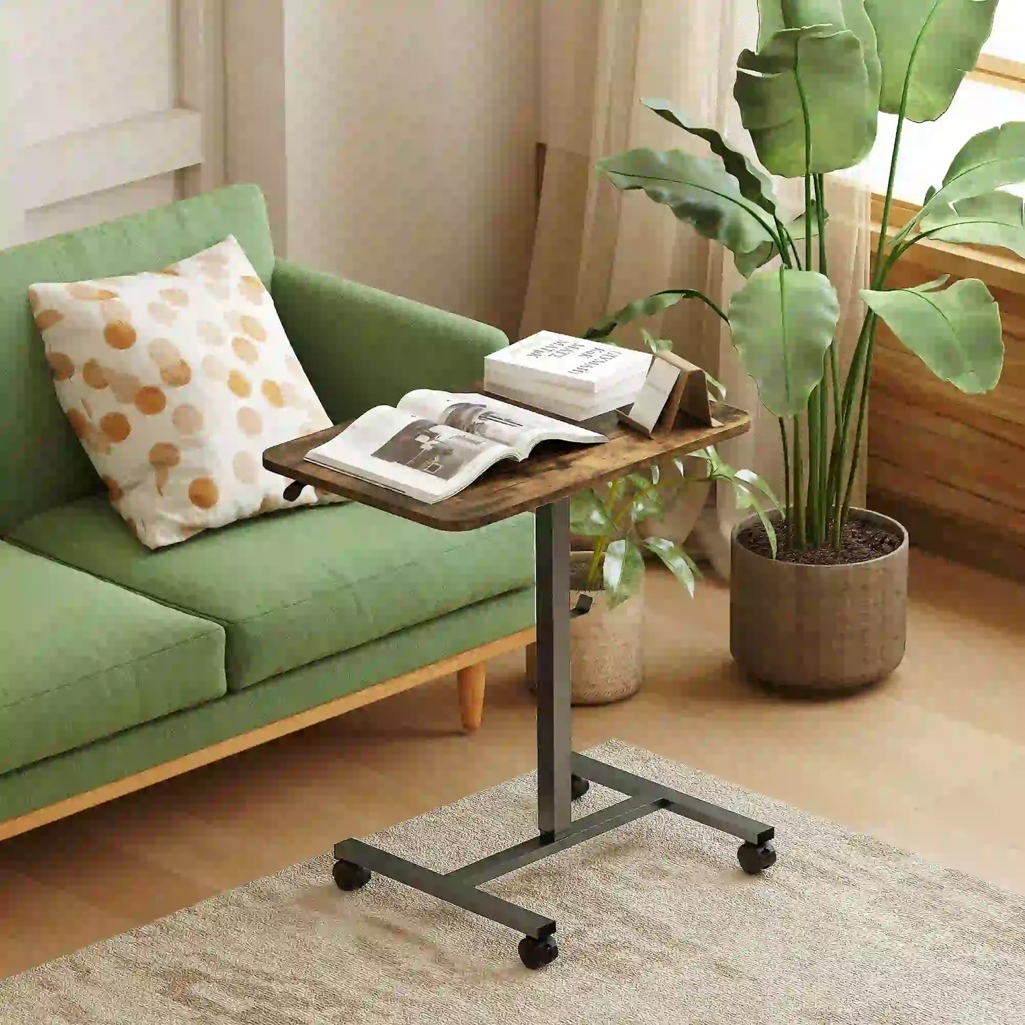 Height Adjustable Standing Desk, Pneumatic Sit Stand Desk, Rustic Brown Office Desks & Work Stations at Gallery Canada