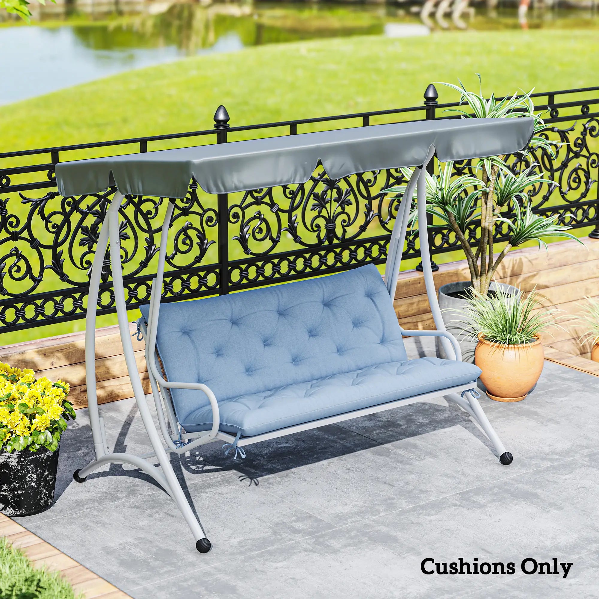 2 Seater Garden Bench Cushion, Thick Outdoor Non-Slip, 47