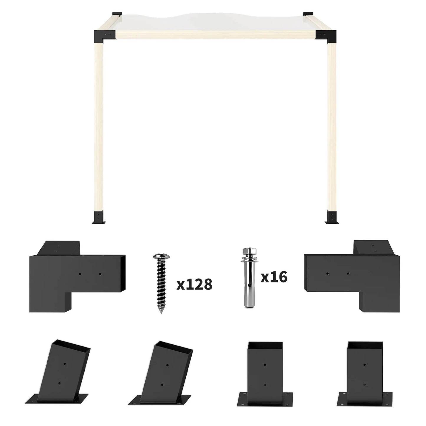 15° Slanted Pergola Bracket Kit, 3.6" X 3.6" Lumber, Black Pergolas at Gallery Canada