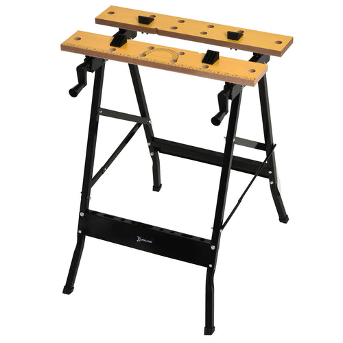 Foldable Work Bench, 4 Adjustable Clamps, MDF Surface, Steel Frame, 100kg/220lbs Capacity